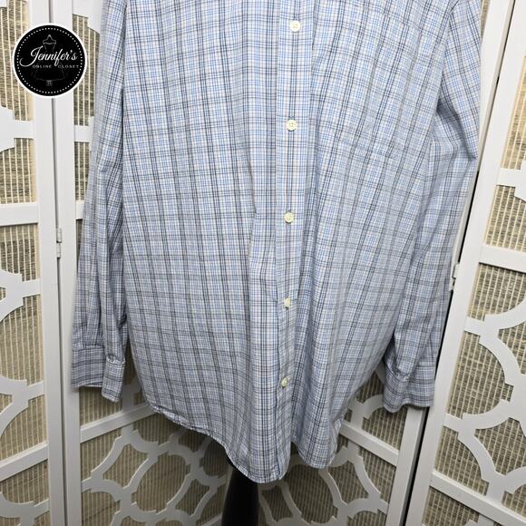 Eddie Bauer Men's Classic Fit Blue & Gray Plaid Long Sleeve Shirt Size XXL - Picture 6 of 11